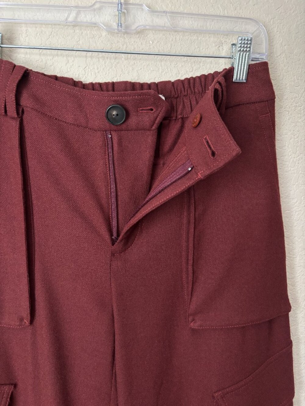 Vince Raver Flannel Wool Blend Cargo Pants in Dark Cinnamon Stick - Picture 11 of 14